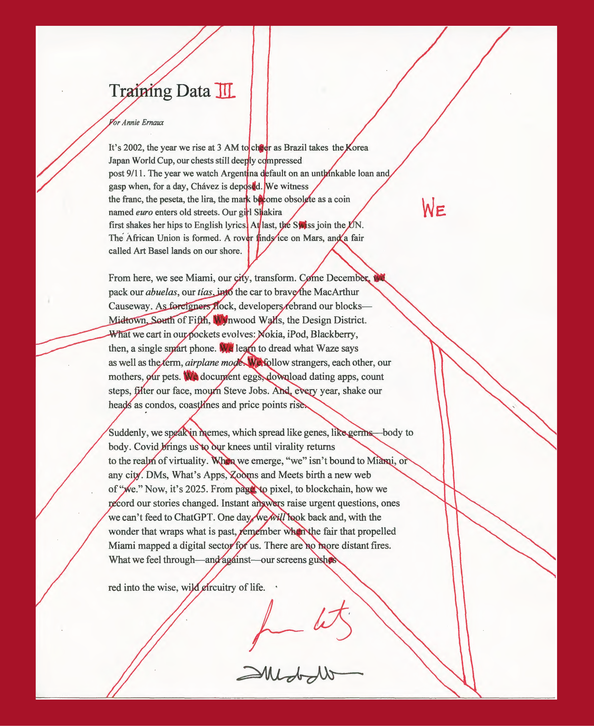 Alejandro Cartagena’s Training Data