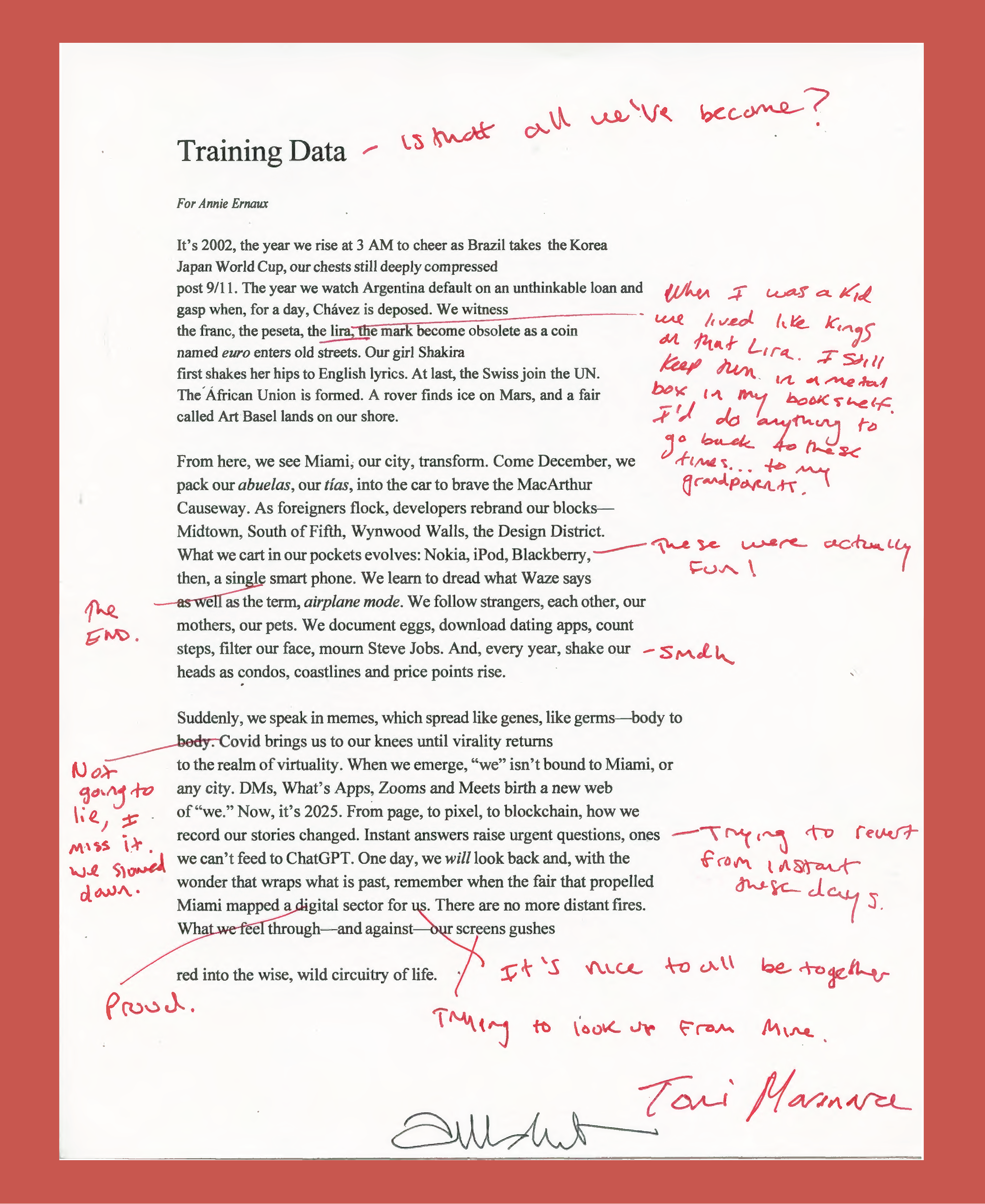 Toni Marinara’s Training Data