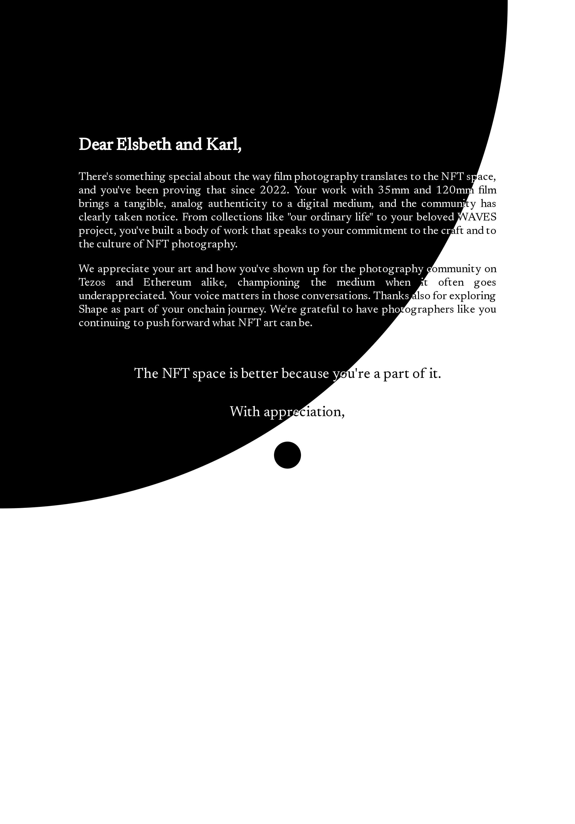 Dear Elsbeth and Karl